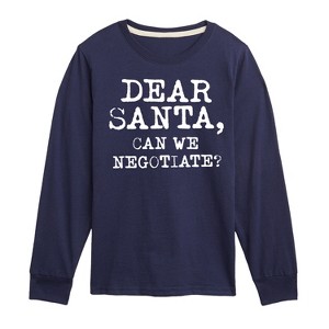 Boys' - Instant Message - Dear Santa Can We Negotiate Long Sleeve Graphic T-Shirt - 1 of 4