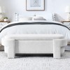 Vynxaria 51.5" White Linen Upholstered Bench - Versatile Ottomans and Benches with Ample Storage - 2 of 4