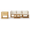 vidaXL 6-Piece Outdoor Lounge Set/Cream Cushions/Solid Acacia Wood/Patio Seating Set/Includes Coffee Table/Modular Design/Assembly Required - 3 of 4