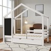 Full Size House Bed with Blackboard and Storage Drawers, Platform Bed with Rails and 2-Way Assembly, White Wood Frame - 2 of 4