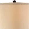 John Timberland Traditional Table Lamps 33" Tall Set of 2 with Nightlight Lantern Brushed Iron Cage Beige Fabric Shade for Living Room - image 3 of 4