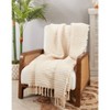 50"x60" Cozy Cabin Textured Striped Fringe Throw Blanket Natural - Saro Lifestyle: Woven Cotton & Polyester, Machine Washable - 4 of 4