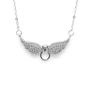 Angel Wings Sterling SilverWomens Cz Pendant Necklace by Ginger Lyne Collection - 1 of 4