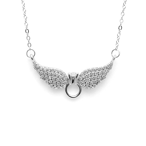 Angel Wings Sterling SilverWomens Cz Pendant Necklace by Ginger Lyne Collection - image 1 of 4