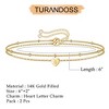 Turandoss 2PCS Heart Initial Bracelets for women Girls - Dainty 18K Gold Layered Charm Bracelet, Link Chain Bracelets Adjustable, Christmas Gifts - 2 of 4