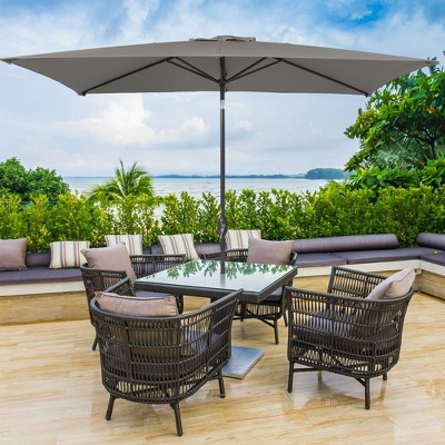 Sonkuki 10x6.5 FT Outdoor Patio Umbrella Market Table Umbrella With a Crank for Garden, Deck and Pool