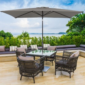 Sonkuki 10x6.5 FT Outdoor Patio Umbrella Market Table Umbrella With a Crank for Garden, Deck and Pool - 1 of 4