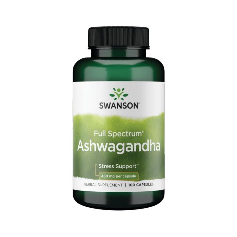 Swanson Full Spectrum Ashwagandha 450 mg 100 Caps, 1 of 7