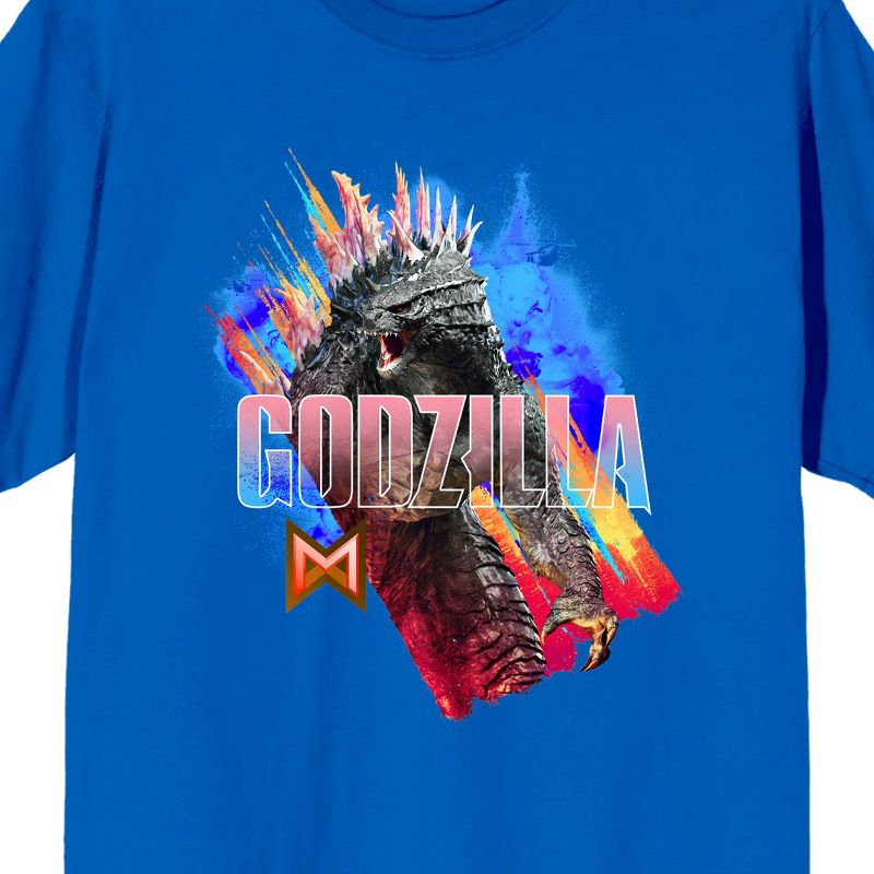 Godzilla x Kong: The New Empire Godzilla In Smoke Crew Neck Short Sleeve Royal Blue Men's T-shirt, 2 of 3