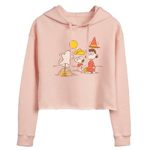 Women's - Peanuts - Snoopy And Lucy Cropped Graphic Hoodie - 1 of 4