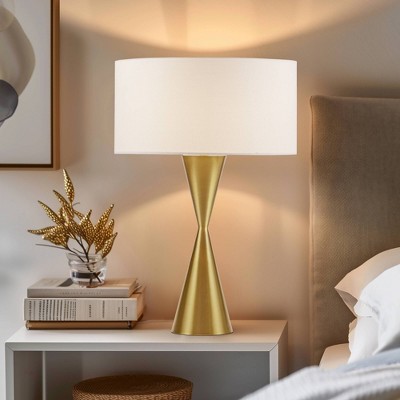Ink+Ivy 15"x22.75" Elixir Gold Hourglass Metal Warm Soft Elegant (Includes LED Light Bulb) Table Lamp: UL Listed, Iron Base