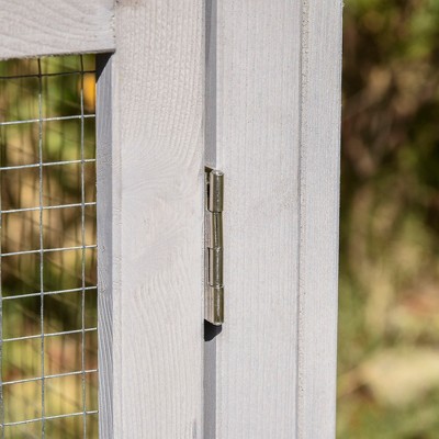 Gray Fir Wood Large Outdoor Guinea Pig Hutch with Double Run