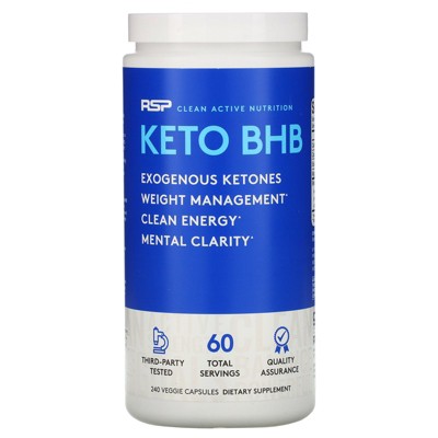 RSP Nutrition Keto BHB, 240 Veggie Capsules, Sports Nutrition Supplements