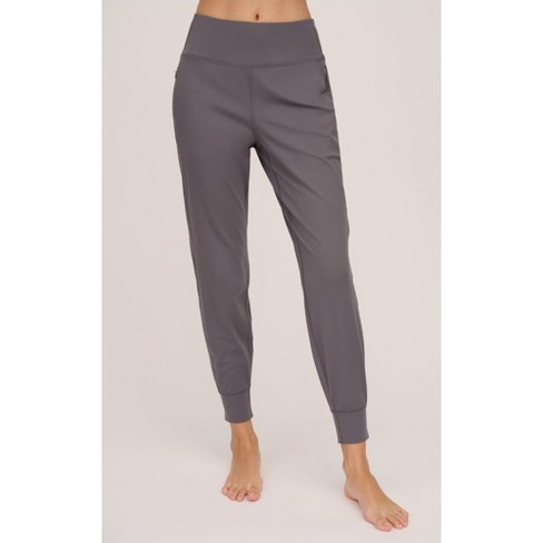 Yogalicious Womens Lux Willow Elastic Free Crossover Waist Flared Leg Pant  - Quiet Shade - Medium