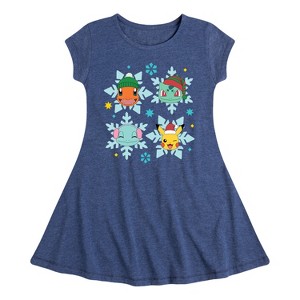 Girls' - Pokémon - Poké Flakes Fit & Flair Cap Sleeve Dress - 1 of 3