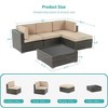 Sonkuki 5-Piece Patio Conversation Sets, Brown Ratten Sectional Sofa Set with Cushion - 3 of 4