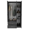 SEVOBAL Armoires 3 Door Armoire with Two Drawers Shelves and Hanging Rod for Bedroom Storage, Smoke Gray, 35.4"*18.5"*70.8" - 2 of 4