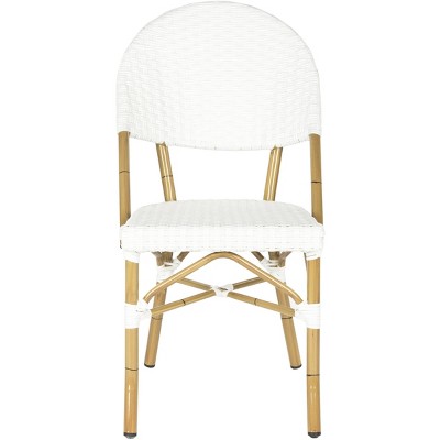 Off-White Faux Bamboo and Wicker Bistro Chair Set