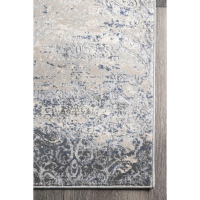 Eco-Friendly Abstract Silver 4' x 6' Synthetic Area Rug