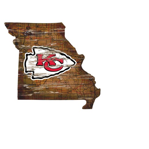 Nfl Kansas City Chiefs Fan Creations State Shape Logo Sign : Target