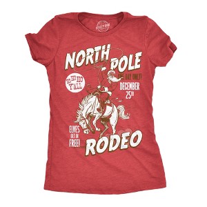 Womens Funny T Shirts North Pole Rodeo Sarcastic Christmas Graphic Novelty Tee For Ladies - Crazy Dog Women's T Shirt Gift For Christmas - 1 of 4