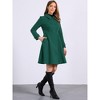 Allegra K Women's Winter Vintage Collared A-Line Double Breasted Long Swing Overcoat - 3 of 4