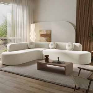 122'' Extra Large Curved Sectional Sofa, Fabric Lounge Couch with High-Density Foam Cushions for Living Room or Lounge-The Pop Home - 1 of 4
