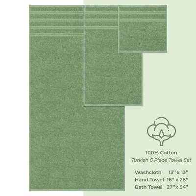 Sage Green Turkish Cotton 6-Piece Towel Set