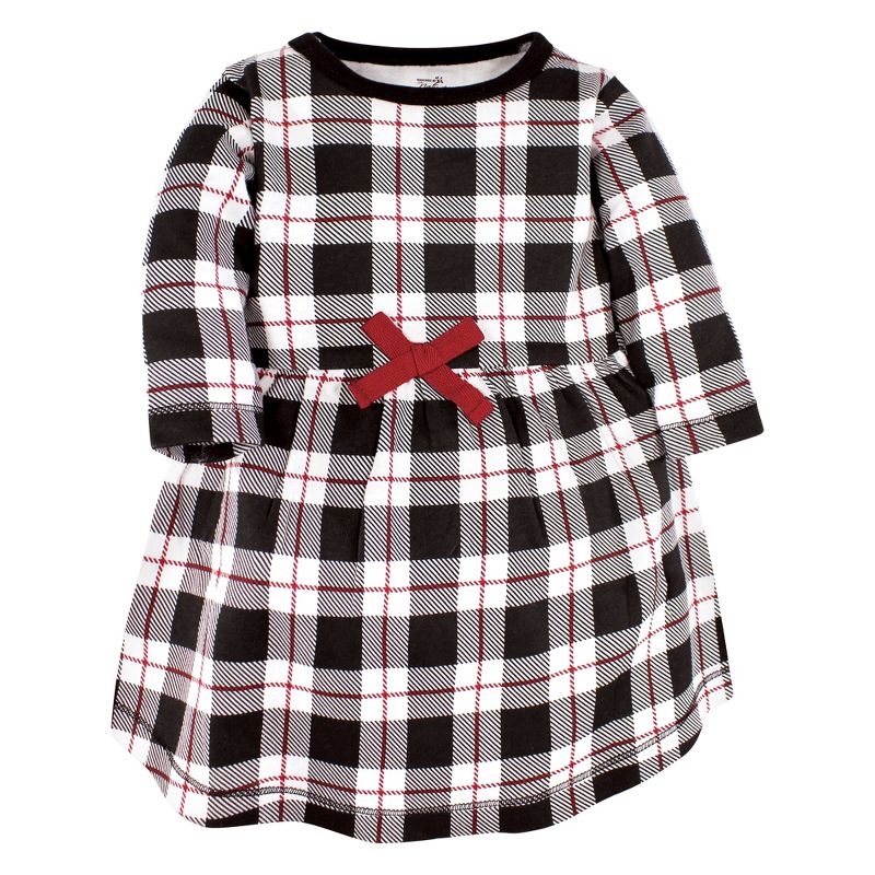 Touched by Nature Infant and Toddler Girl Organic Cotton Long-Sleeve Dresses, Red Winter Folk, 4 of 5