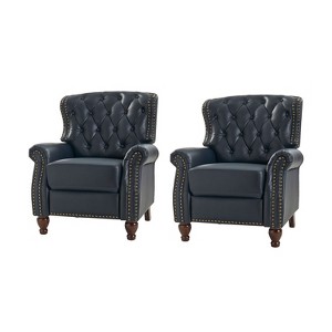 Set of 2 Justine Transitiona Wooden Upholstery Genuine Leather Recliner with Nailhead Trim for Living Room and Bedroom| ART OF LIVING DESIGNS - 1 of 4