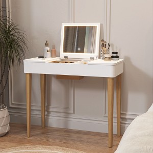 CAVINAS Vanity Desk with Mirror Vanity with Plip Top Mirror, 2 Drawers with storage compartments - 1 of 4