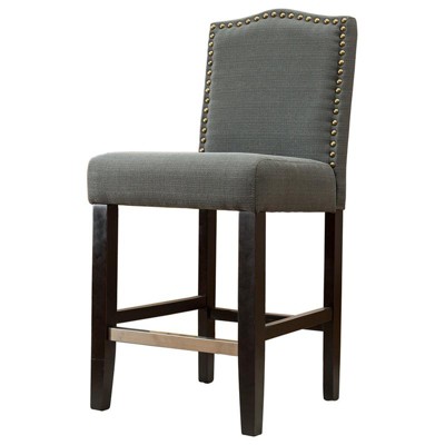 Lindon 24" Fabric Upholstered Bar Stool in Dark Gray (Set of 2) - Best Master Furniture