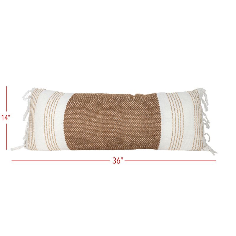 14X36 Inch Hand Woven Pillow Brown Cotton With Polyester Fill - Foreside Home & Garden, 5 of 6