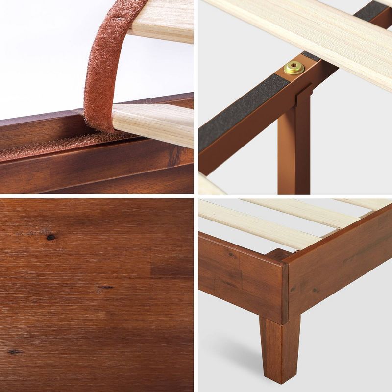 12" Wen Deluxe Wood Platform Bed Frame Cherry - Zinus, 5 of 10