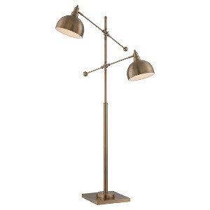 Cupola 2 Light Floor Lamp - Brushed Brass (Lamp Includes Energy Efficient Light Bulb)