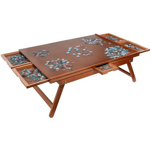 Portable Wood Puzzle Table With Legs Jigsaw Puzzle Board With 4 Drawers For  Adults Gift