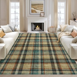 Modern Washable Area Rug, Geometric Pattern Throw Carpet with Non Slip Backing, Stain Resistant Floor Cover for Living Room - 1 of 4
