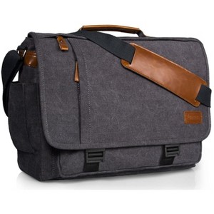 Messenger Bag 17Inch Laptop Bag Water-resistant Canvas Computer Shoulder Bag Briefcase - 1 of 4