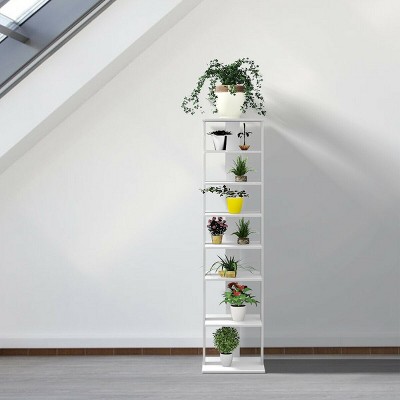 White 7-Tier Bamboo and Wood Shoe Rack Organizer