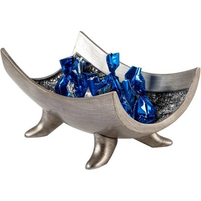 Handcrafted Silver Resin Decorative Bowl with Stand