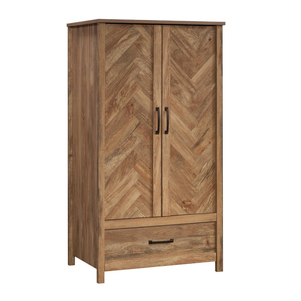 Sauder Cannery Bridge Armoire with Drawers Sindoor Mango: Farmhouse Style, 2 Adjustable Shelves, MDF Frame