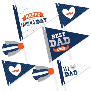 Big Dot of Happiness Happy Father's Day - Triangle We Love Dad Party Photo Props - Pennant Flag Centerpieces - Set of 20 - 1 of 4