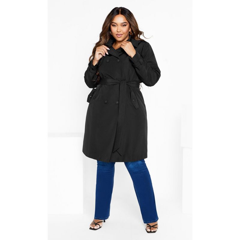 Women's Plus Size Classic Corset Trench - black | CITY CHIC, 2 of 9