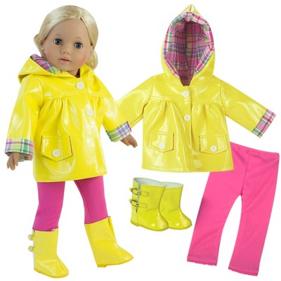 Sophia’s Raincoat, Leggings, Wellies, & Umbrella Set For 18” Dolls ...