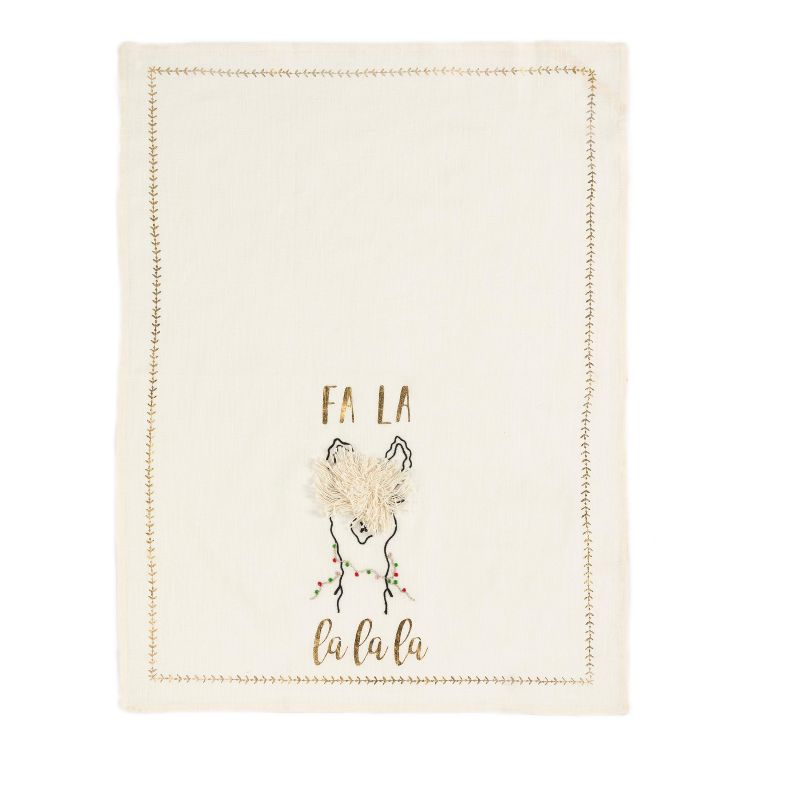 "Fa La La La" Tea Towel And Cookie Cutter Gift Set  - Off-White - Shiraleah, 2 of 4