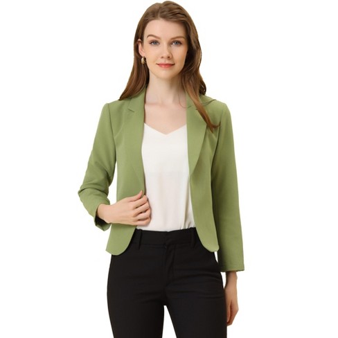 Allegra K Women's Open Front Office Work Long Sleeve Suit Blazer  Beige-solid X-small : Target