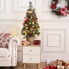 3 Ft Christmas Tree Pre-lit, Small Christmas Tree,3 Ft Christmas Tree Prelit with Burlap Base, Pine Cones, Red Berries - 2 of 4