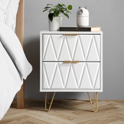 Resenkos Bedside Table, Bed Side Table,Nightstand, White