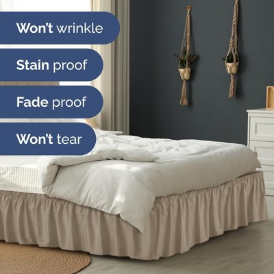 Cream Full Size Ruffled Elastic Wrap Around Bed Skirt