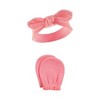 Hudson Baby Infant Girls Cotton Headband and Scratch Mitten Set, Feathers, 0-6 Months - 4 of 4